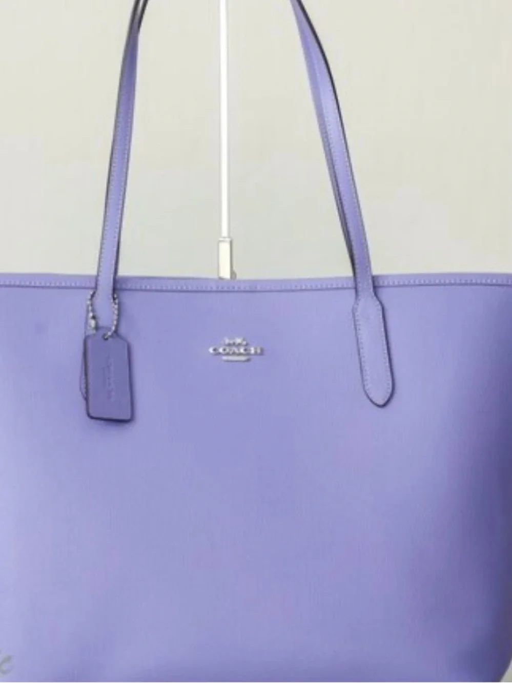 Coach Lavender Leather Tote Bag with Silver Hardware